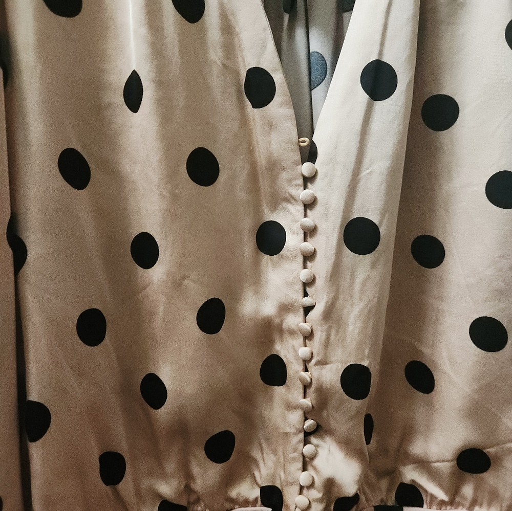 AFRM Polka Dot Long Sleeve Bodysuit XL Button Front NWT - Picture 5 of 8